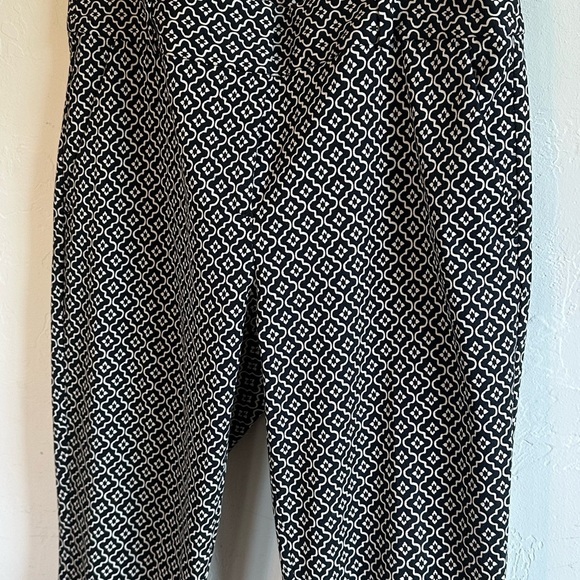Loft Marissa Skinny Black/Tan Woven Geometric Pattern Classic Career Pants Sz 8 - Picture 2 of 10